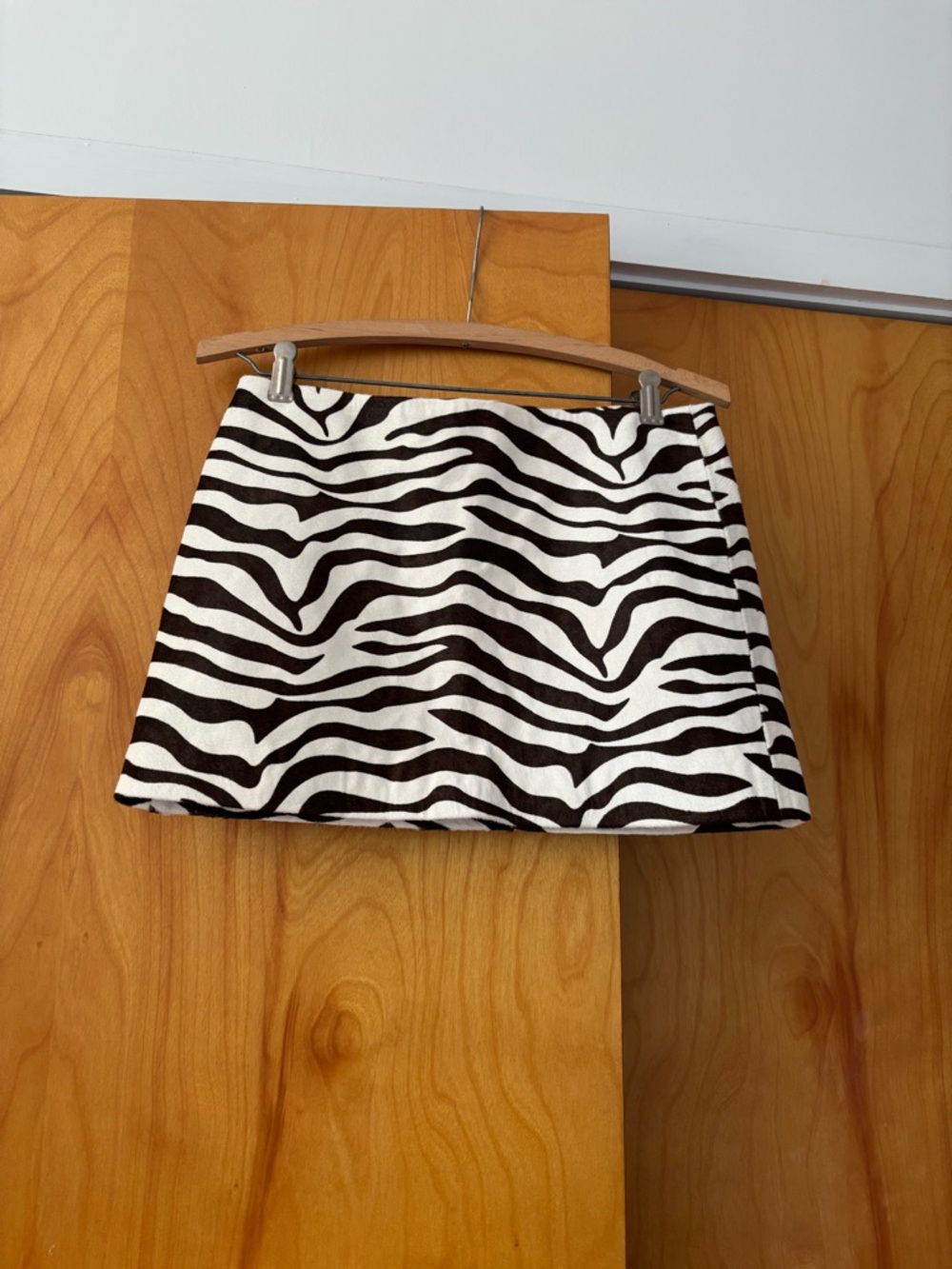 Zebra-Print Leather Mini Skirt - Few Moda + Sara Walker NWT